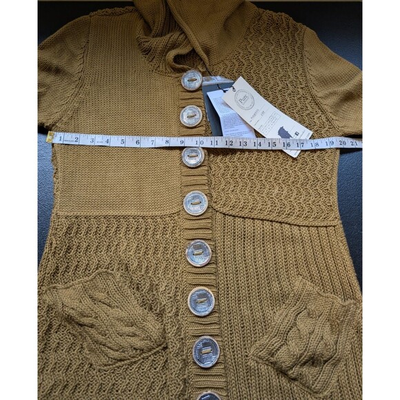 Pure Handknit Cardigan Sweater Patchwork Cotton Stretch Button Front Size M/L - Picture 6 of 15